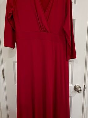 Trendy boutique Red Wrap-Front Maxi Dress